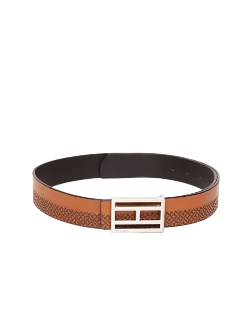 

Tommy Hilfiger Men Tan & Black Reversible Printed Leather Belt