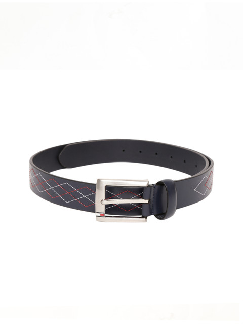 

Tommy Hilfiger Men Navy Blue Woven Design Leather Belt