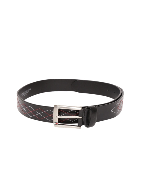 

Tommy Hilfiger Men Black Woven Design Leather Belt