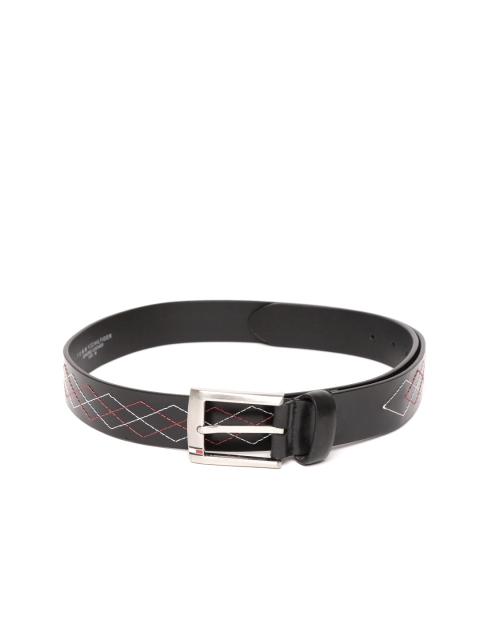 

Tommy Hilfiger Men Black Genuine Leather Woven Design Belt