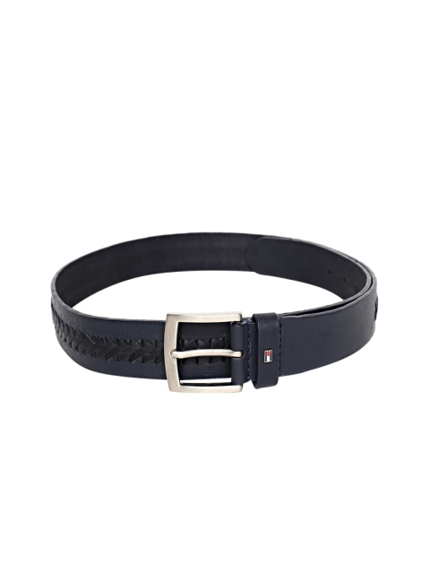 

Tommy Hilfiger Men Navy Blue & Black Woven Design Leather Belt