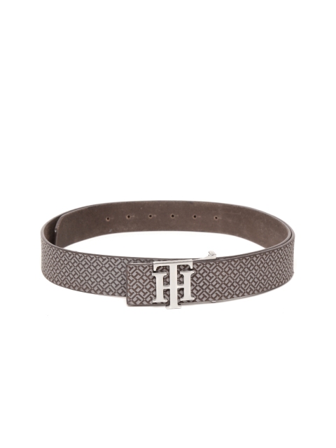

Tommy Hilfiger Men Grey & Brown Leather Printed Belt