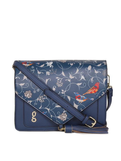 

Global Desi Navy Blue Printed Sling Bag