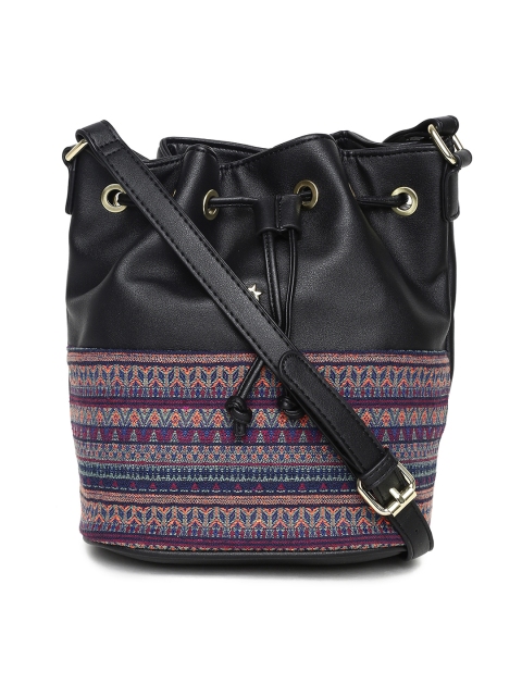 

Global Desi Black Self-Design Sling Bag