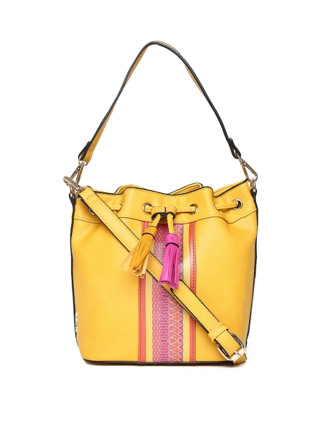 

Global Desi Mustard & Pink Striped Shoulder Bag