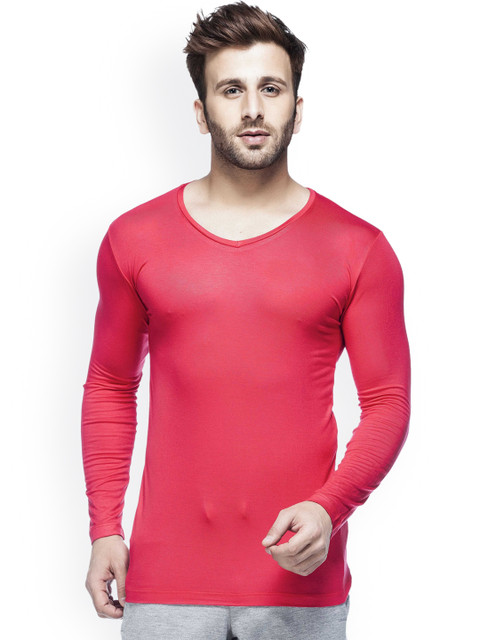 

Tinted Men Red Solid V-Neck T-shirt