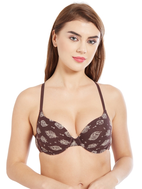 

Inner Sense Brown Printed Underwired Lightly-Padded T-shirt Bra
