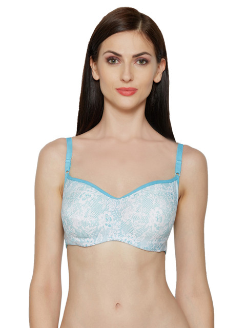 

Inner Sense Blue Printed Underwired Lightly-Padded Sustainable T-shirt Bra