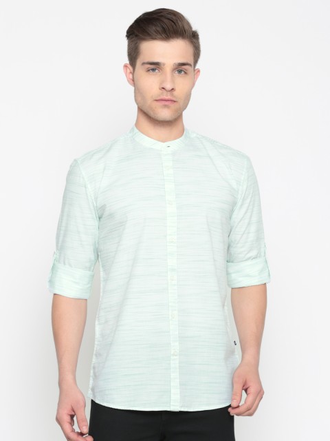

Parx Men Green Slim Fit Striped Casual Shirt