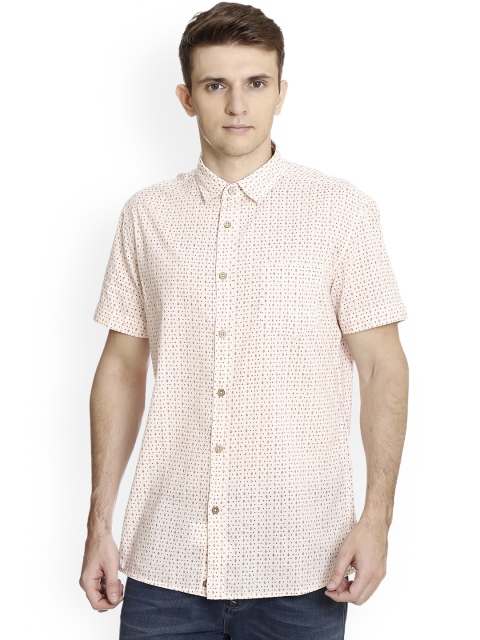 

United Colors of Benetton Men Pink & Cream-Coloured Slim Fit Printed Casual Shirt