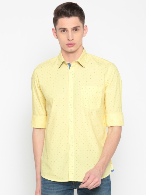 

Parx Men Yellow Slim Fit Printed Casual Shirt