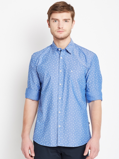 

Parx Men Blue & White Slim Fit Printed Casual Shirt