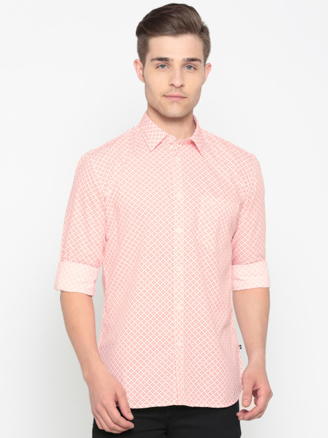 

Parx Men Orange & Off-White Slim Fit Printed Casual Shirt