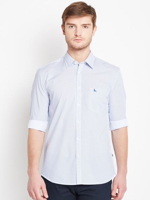 

Parx Men White & Blue Slim Fit Printed Casual Shirt
