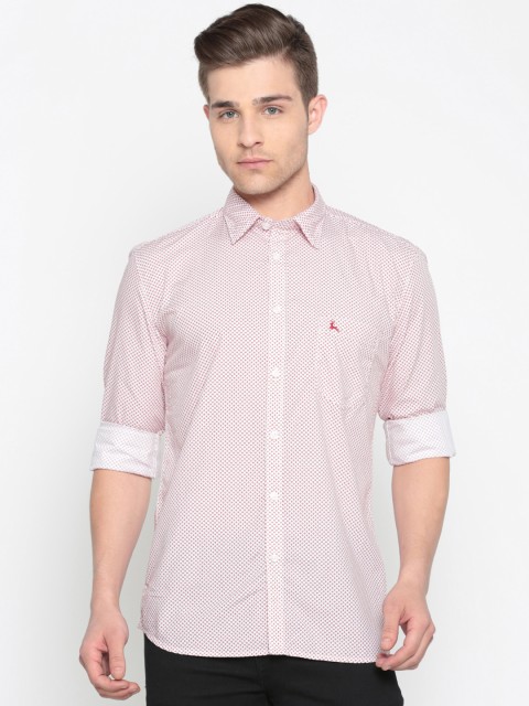 

Parx Men Off-White & Red Slim Fit Printed Casual Shirt