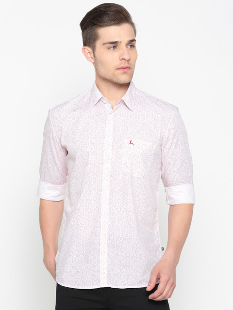 

Parx Men Off-White & Red Slim Fit Printed Casual Shirt