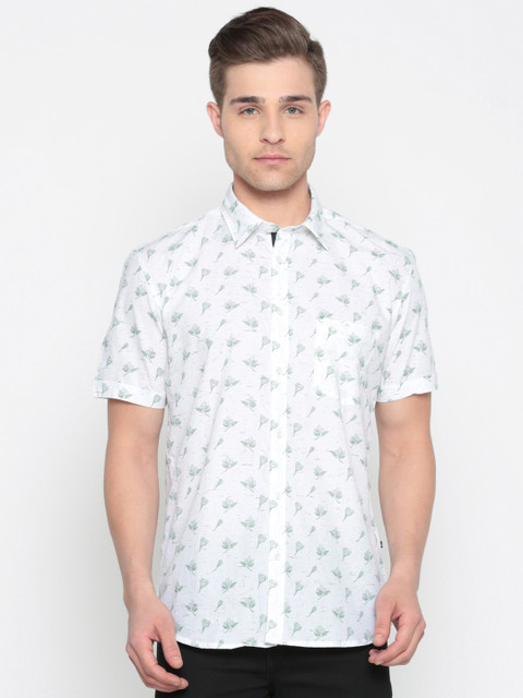 

Parx Men White & Green Slim Fit Printed Casual Shirt
