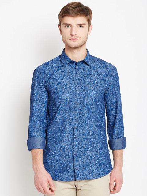 

Parx Men Blue Slim Fit Printed Casual Shirt