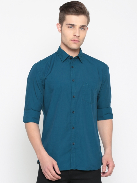 

Parx Men Teal Blue Slim Fit Solid Casual Shirt