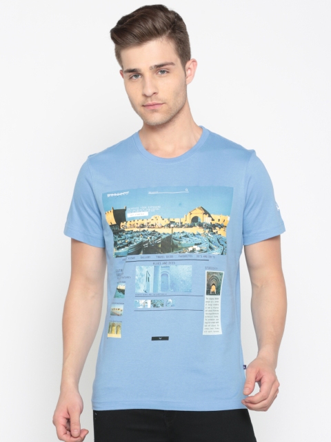 

Parx Men Blue Printed T-shirt