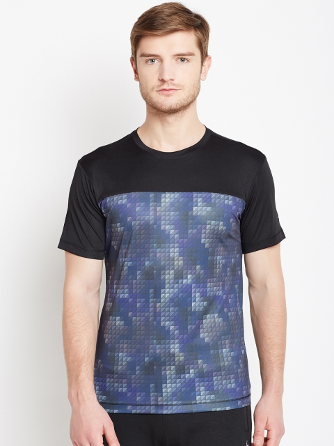 

Parx Men Black & Blue Printed Round Neck T-shirt
