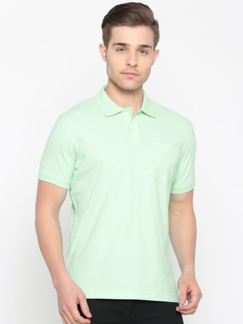 

Parx Men Green Solid Polo Collar T-shirt
