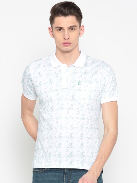 

Parx Men White & Blue Printed Polo T-shirt