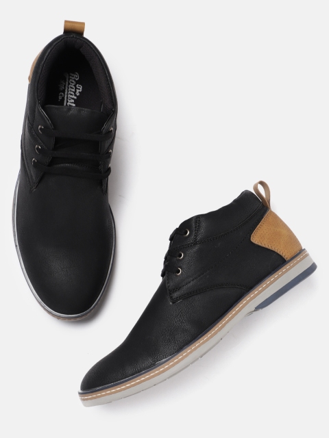 

Roadster Men Black Solid Mid-Top Derbys