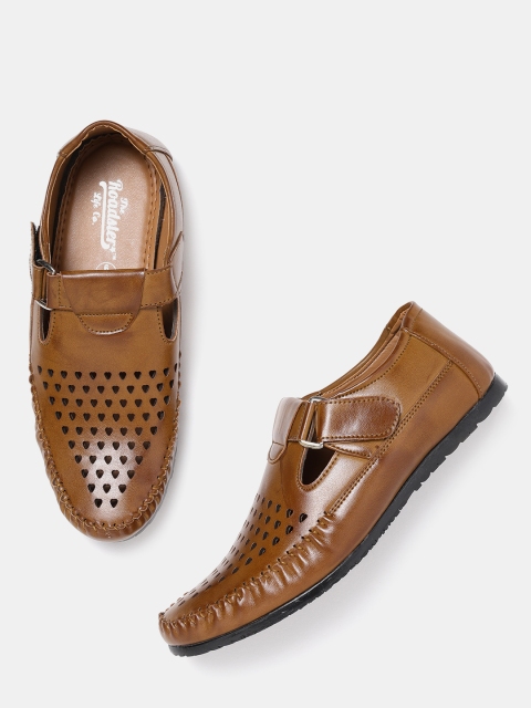 

Roadster Men Tan Brown Shoe-Style Sandals with Cut-Out Detail