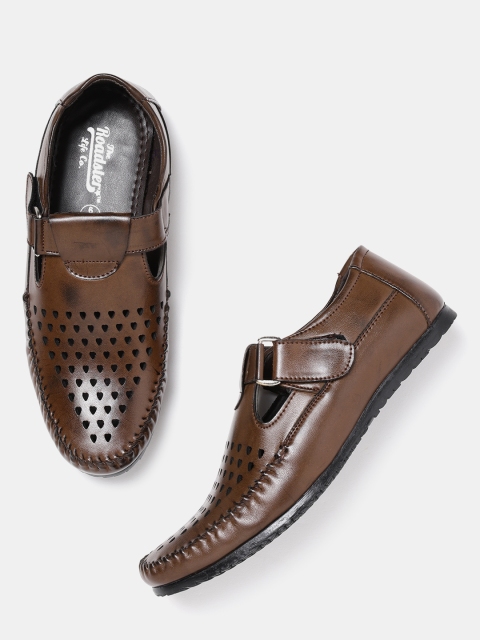

Roadster Men Brown Shoe-Style Sandals with Cut-Out Detail