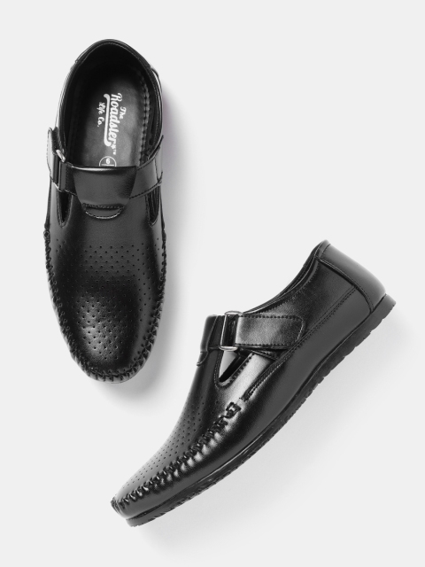 

Roadster Men Black Perforated Shoe-Style Sandals
