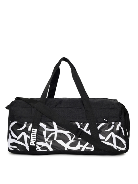 Puma Women Black & White Printed Core Active Sportsbag L Duffel Bag