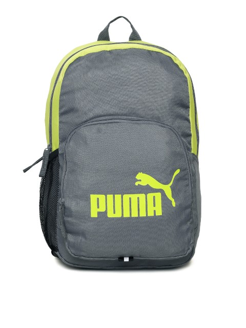 

Puma Unisex Grey & Yellow Phase IND Brand Logo Backpack