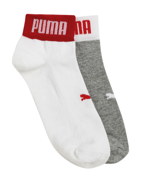 

Puma Unisex Pack of 2 QUARTER LOGO WELT Ankle-Length Socks, White