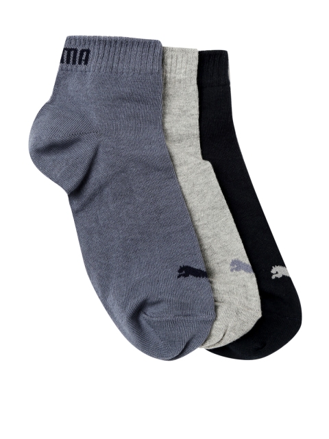 

Puma Unisex Pack of 3 QUARTER PLAIN Ankle-Length Socks, Blue