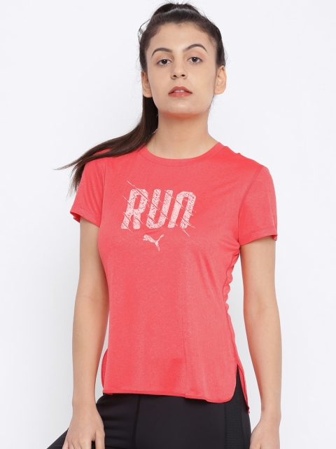 

Puma Women Coral Pink Printed Run S S T-shirt