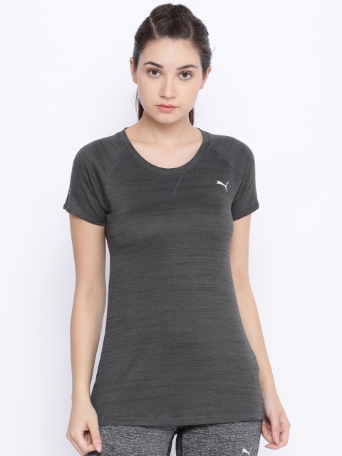 

Puma Women Grey Solid Round Neck T-Shirt
