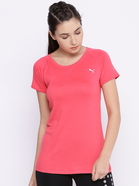 

Puma Women Pink Solid Round Neck T-shirt