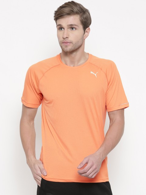 

Puma Men Orange Checked Core Run T-shirt