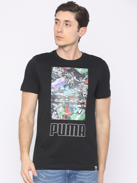 

Puma Men Black Printed Slim Fit Photoprint Shoes T-shirt