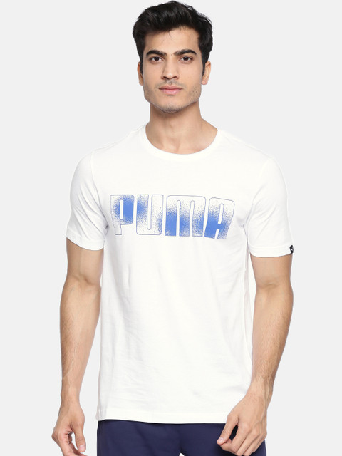 

Puma Men White Printed Round Neck T-shirt