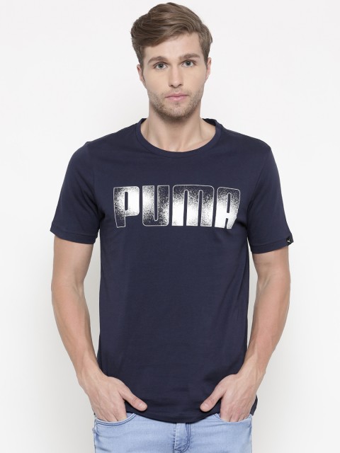 

Puma Men Navy Solid Round Neck T-shirt, Blue