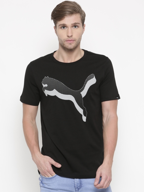 

Puma Men Black Reflective Cat Print Pure Cotton T-shirt