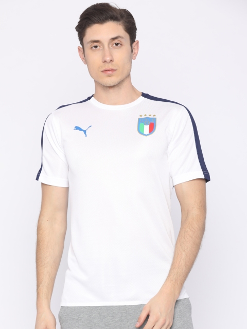 

Puma Men White & Navy Blue FIGC Italia Stadium T-shirt