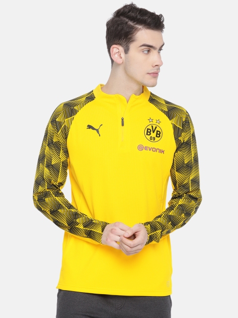 

Puma Men Yellow Printed Dry Cell BVB Stadium 1 4 Zip T-shirt