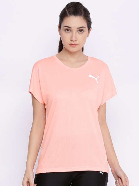 

Puma Women Peach-Coloured Active ESS Mesh Heather T-shirt