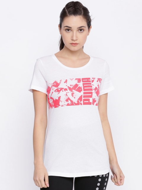 

Puma White Printed ENERGIZED Round Neck T-shirt