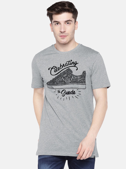 

Puma Grey Melange Printed Suede Celebration Pure Cotton T-shirt