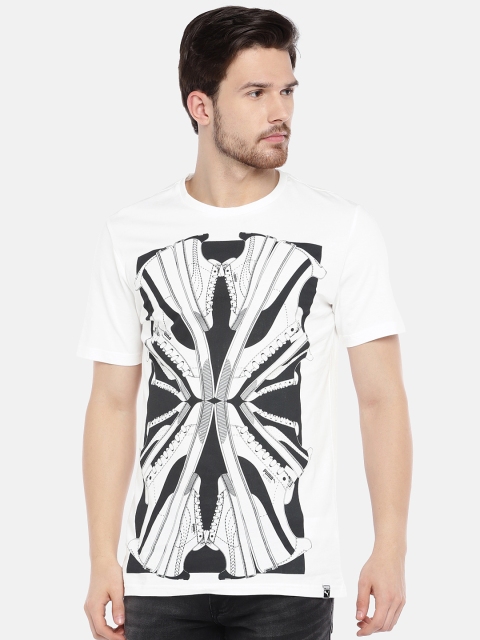 

Puma Men White Printed Suede Celebration T-shirt