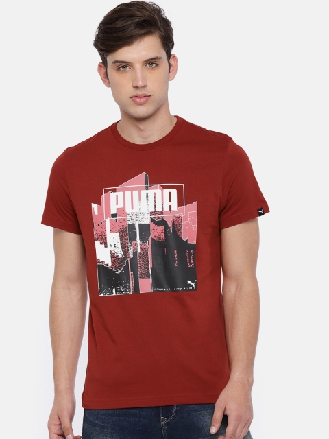 

Puma Men Maroon Printed Round Neck T-shirt